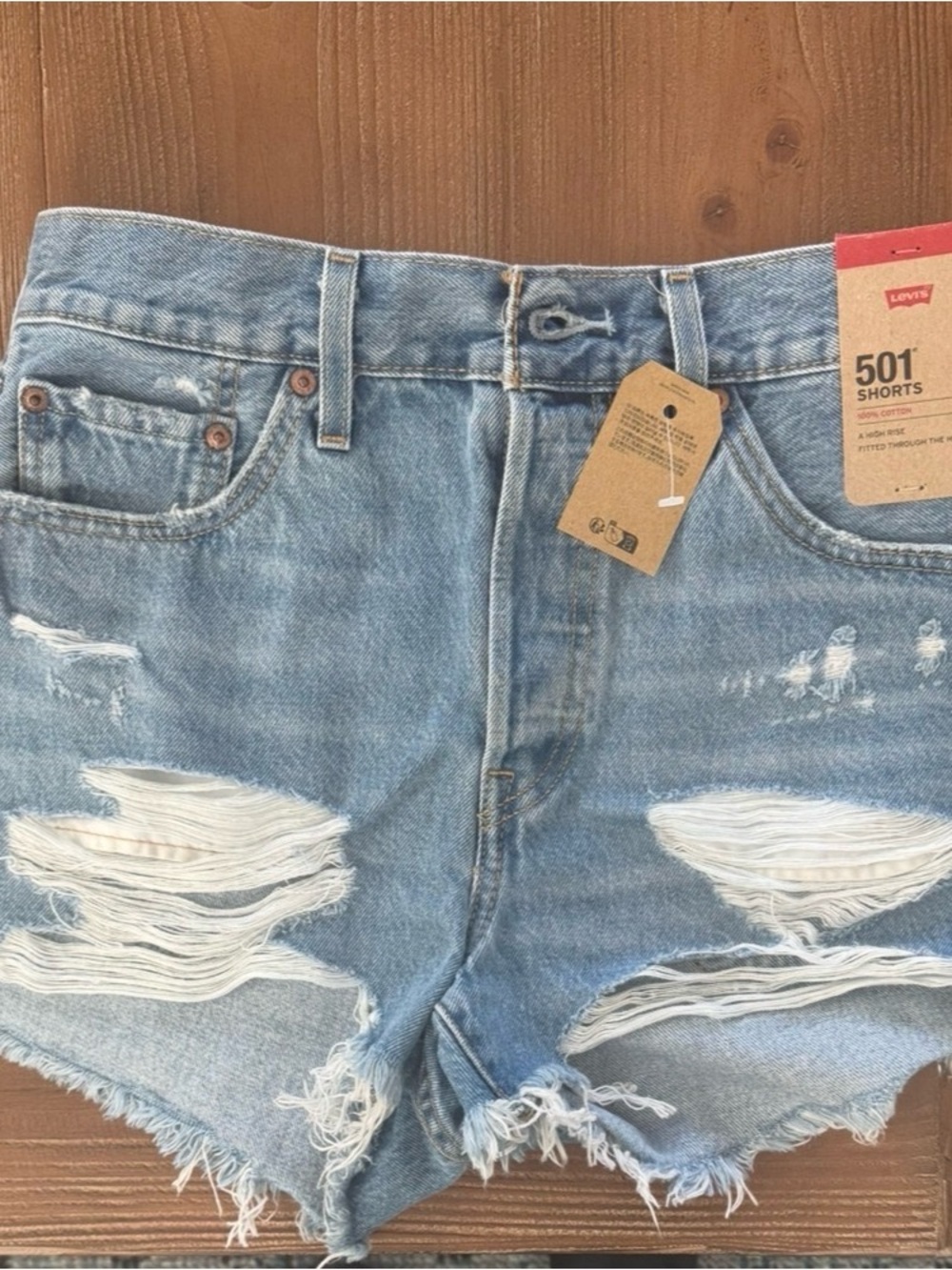 Levi's Light Blue Distressed Denim Cutoff Shorts
